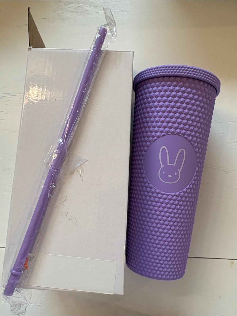 Textured Purple Bunny Tumbler with Matching Straw